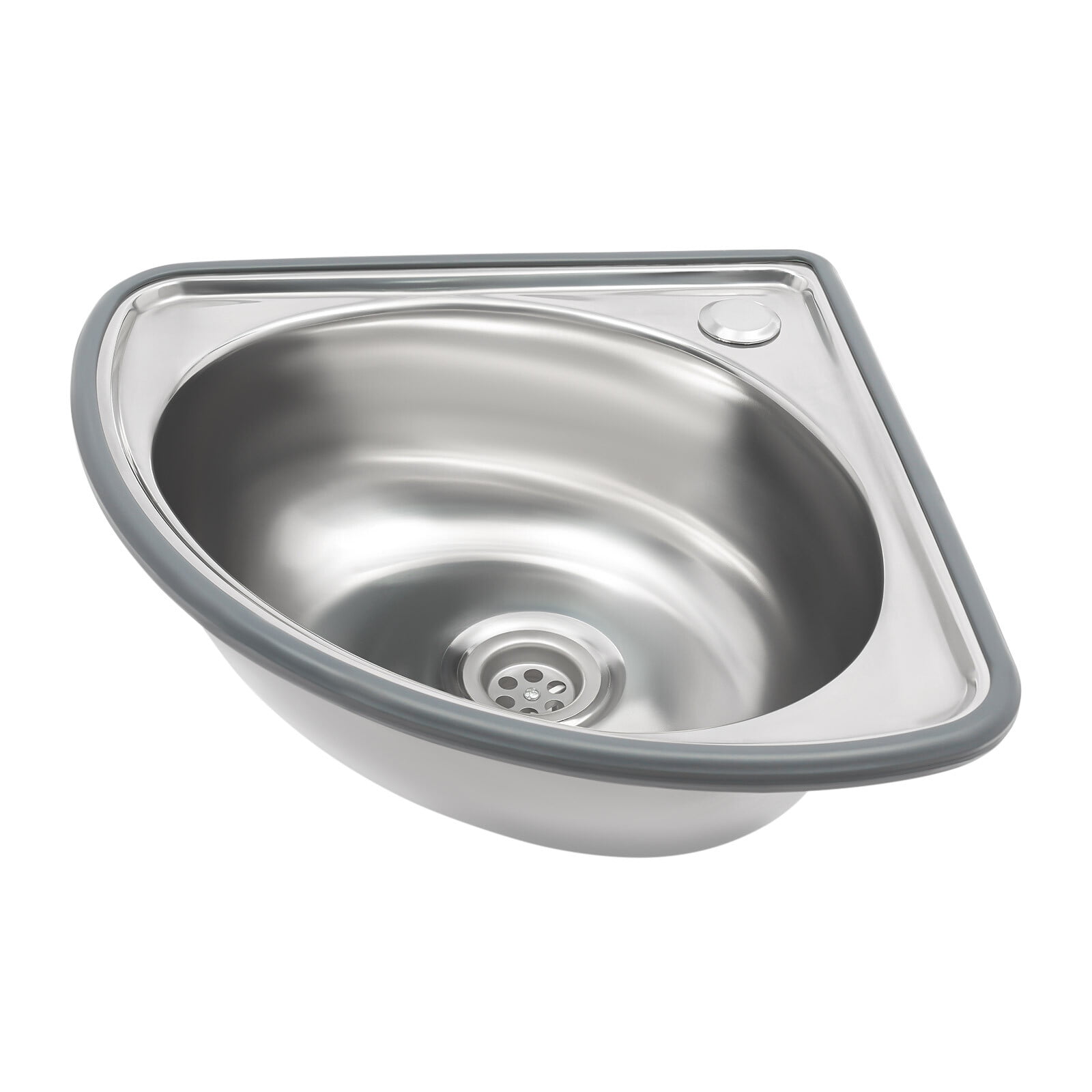 ToppiJoy Stainless Steel Single Bowl Sink, Triangle Wash Basin Thick Small Sink Corner for Kitchen Bathroom Lavatory (Silver)