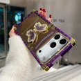 thumbnail image 3 of for iPhone 17 Pro Max Butterfly Stand Case, Glitter Bling Foldable Kickstand Woman Girls Mirror Back Golden Plated Shockproof Protective Elegant Cute Soft Cover for iPhone 17 Pro Max, Purple, 3 of 12