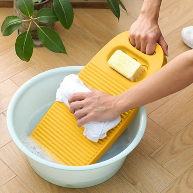 Washboard For Hand Washing Clothes, Staron 2026 Portable Manual Laundry Board, ABS Plastic Household Wash Tool with 3D Pattern in 5 Colors, Yellow