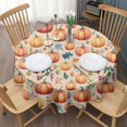 thumbnail image 3 of Fall Pumpkins and Leaves Pattern Round Tablecloth 60" X 60",Wrinkle Wipeable Table Cloth for Kitchen Dining Room Picnic Patio Party, 3 of 6