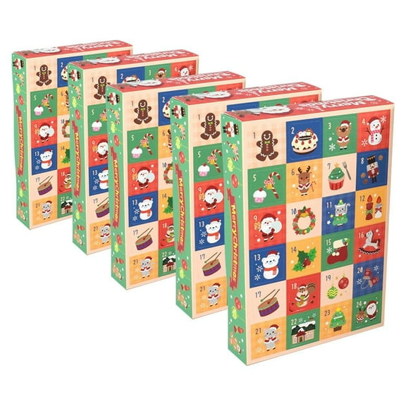 5 Pieces 24-Gird Advent Calendar Boxes DIY Empty Boxes for Christmas 24-Day Countdown Candy Wrapping Boxes for Holiday Christmas Party Favors for Kids Adults Family Friends