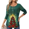 thumbnail image 2 of ShiShine Long Sleeve Shirts for Women Fall Tops Printed Dressy Blouses Pleated Front Crewneck Loose Fit Tunic Tops, 2 of 5