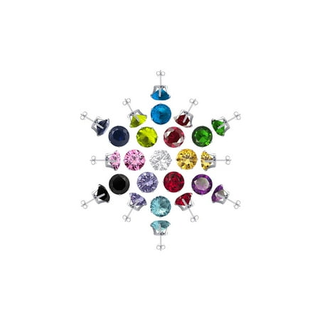 50 Sterling Silver Findings Gem Avenue 925 Sterling Silver 4mm Round Birthstone Stud Earrings Set of 13 Colors with Post Back Findings ()