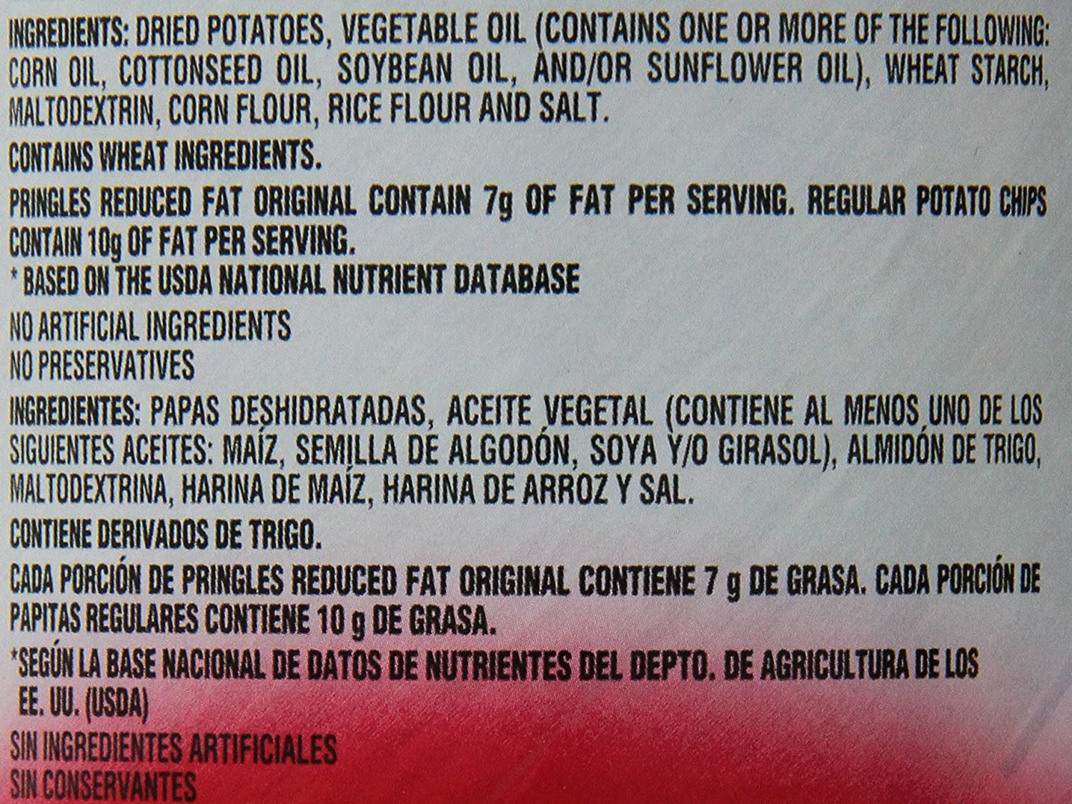 Pringles Reduced Fat Original Potato Crisps, 5.71 Oz.