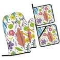 thumbnail image 2 of YFYANG Oven Mitts and Pot Holders Sets 4 Pieces, Non-Slip Heat Resistant Spring Flower Graffiti Kitchen Glove Pot Mat for Cooking and Baking, 2 of 8