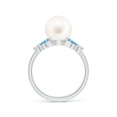 thumbnail image 2 of ANGARA Freshwater Cultured Pearl & Swiss Blue Topaz Butterfly Ring in 14K White Gold for Women | June Birthstone, Birthday, Anniversary, Jewelry Gift for Women | Pearl Ring, 2 of 9