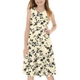 thumbnail image 6 of Spazoro Little & Big Girls A-Line Dress, Sleeveless 2025 New Style Floral Print Crew Neck Summer Dresses for Child Girls Beige Size 4 T, 6 of 7