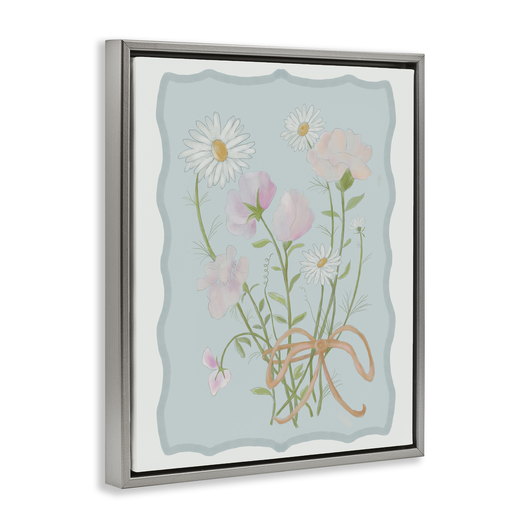 Spring Cottage Clippings Gray Framed Floater Canvas Wall Art, design by Leslie Hermosa