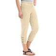 thumbnail image 2 of Collections Etc Elastic Waist Pull-on Denim Capri Jean Pants with Decorative Button Detail, 2 of 4