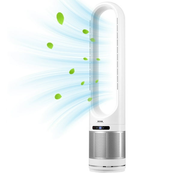 Tower Fan Bladeless, 15.4ft/s Velocity Floor Fan that Blows Cold Air, 80 °   Oscillating 8-Speed Fans, 8H Timer, Standing Fans with H13 HEPA Filtration, Remote Control & Air Purification Mode