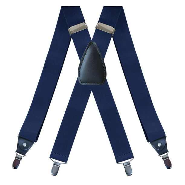 Tirantes para hombre Yinane Elásticos 4 Clips Azul Oscuro tirantes para hombre