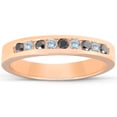 thumbnail image 1 of 1/4ct Black & White Diamond Ring 14K Rose Gold Womens Wedding Stackable Band, 1 of 2