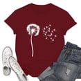thumbnail image 2 of NAMTYQX Graphic Tees for Women Trendy Plus Size Loose Fit Muster Crewneck Light Short Sleeve Hawaiian Soft Graphic Womens T Shirts Loose Fit Wine Size XL, 2 of 5