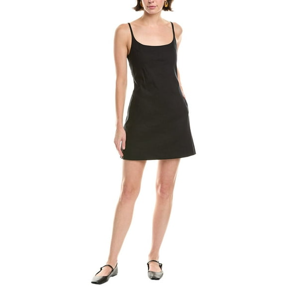 Rebecca Taylor womens  Linen-Blend Mini Dress, 0, Black