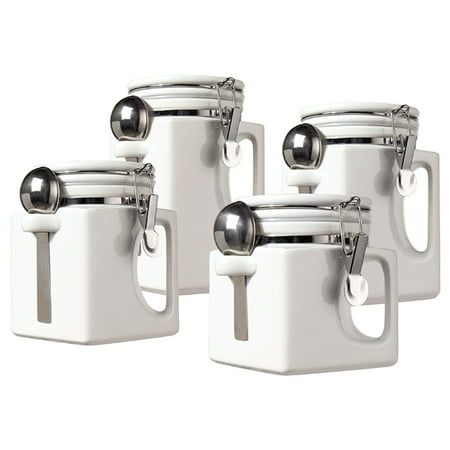 20 Count Canister - Oggi Corporation 5336.1 White Ceramic EZ Grip Handle Canister Set 4 Count