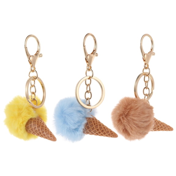 NICEXMAS 3pcs Cute Plush Ice Cream Keychain Pendant Bag Ornaments for Keys Luggage Decoration