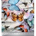 thumbnail image 1 of Soimoi Orange Cotton Cambric Fabric Flower & Butterfly Fabric Prints by Yard 56 Inch Wide, 1 of 1