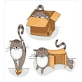 thumbnail image 3 of Cat Duvet Cover Set, Cartoon Cat Trying Fit Different Sized Cardboard Boxes Domestic Companion, Decorative 3 Piece Bedding Set with 2 Pillow Shams, Queen Size, Sand Brown Warm Taupe, by Ambesonne, 3 of 3