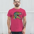 thumbnail image 3 of Tee Hunt Colorful Raptor T-Shirt Dean Russo Neon Dinosaur Pattern Men's Tee, Hot Pink, 3X-Large, 3 of 5