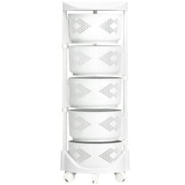 5-Tier Rotating Storage Cart - 360° Wheeled Kitchen & Bathroom Organizer with Fruit Basket