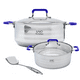 thumbnail image 1 of Ollas De Acero Inoxidable Mango Asa De Silicón Tapa Cocina azul Grande, 1 of 9