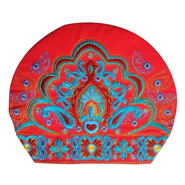 Sonducket Estilo mexicano mujeres mujer étnico Vintage bordado flores Bandanas gorra rojo azul estampado sombrero sombreros de invierno para mujeres Sombreros Rojo 56-60cm Sonducket AP1313-01B