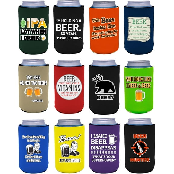 Beer Jokes Funny Designs Can Coolie 12 Pack Set