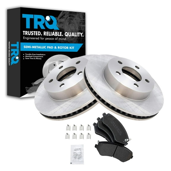 TRQ Front Brake Pad & Rotor Kit Brake Pads Brake Rotor Semi-Metallic Fits Select 2002-2007 Jeep Liberty