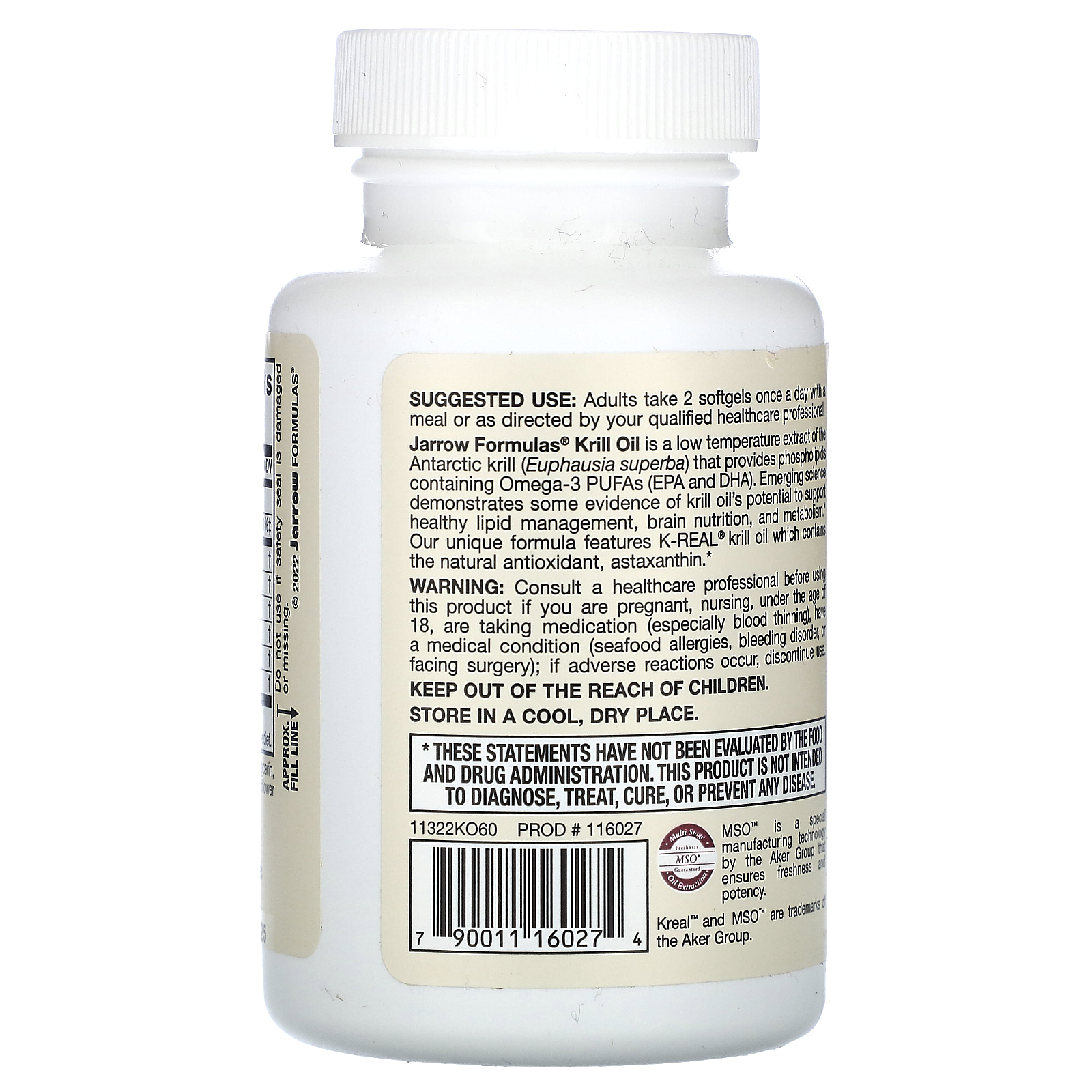 Jarrow Formulas Krill Oil, Support for Healthy Brain Function Metabolic Health*, 1,200mg, 60 Softgels