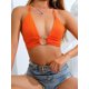 thumbnail image 1 of Top corto con cuello Halter y estampado de leopardo para mujer ZefeiWu 8390606172310, 1 of 1