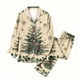 thumbnail image 4 of Puyaiuu Women 2 Piece Christmas Satin Pajama Set Cute Print Long Shirt Loose Shorts Matching Set Loungewear Gift, 4 of 5