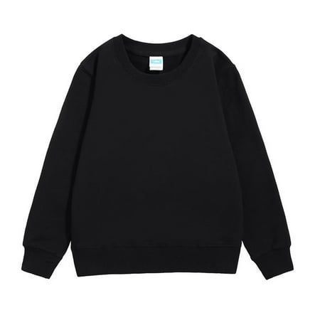 

BSDHBS Hooded Sweatshirt Black Kids Child Toddler Baby Boys Girls Solid Patchwork Long Sleeve Cotton Sweatshirt Pullover Tops Blouse Outfits Clothes Size 140
