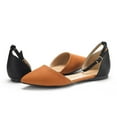 thumbnail image 2 of Dream Pairs Women's Ankle Strap Flat Shoes Ballerina Ballet Shoes Pointed Toe Flat Shoes Flapointed-New Tan/Black Size 6, 2 of 3