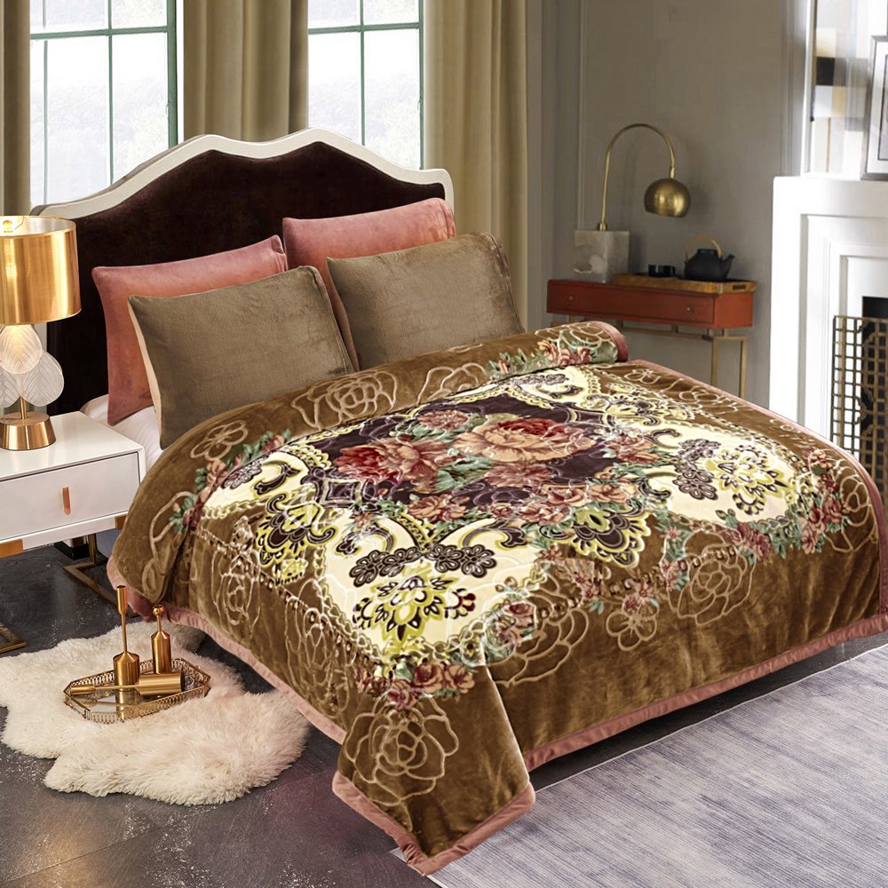 2 Ply Printed Fleece Plush Blanket Heavy Korean Mink Blanket, Soft and