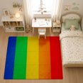 thumbnail image 3 of SPXUBZ Rainbow Color Velvet Area Rug, Modern Abstract Rectangle Floor Carpet, Soft Plush Non Slip Rug for Bedroom Living Room Decor 47.2"×31.5", 3 of 5