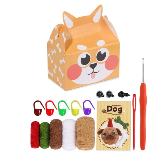 BQBQERT Crochet Kits for Beginners Adults Animal Dog Dolls Knitting Crocheting Pack Needle Weave Art and Craft