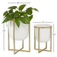 thumbnail image 4 of CosmoLiving by Cosmopolitan White Metal Dome Indoor Outdoor Planter with Gold X-Shaped Stands, Set of 2 12", 10"H, 4 of 14