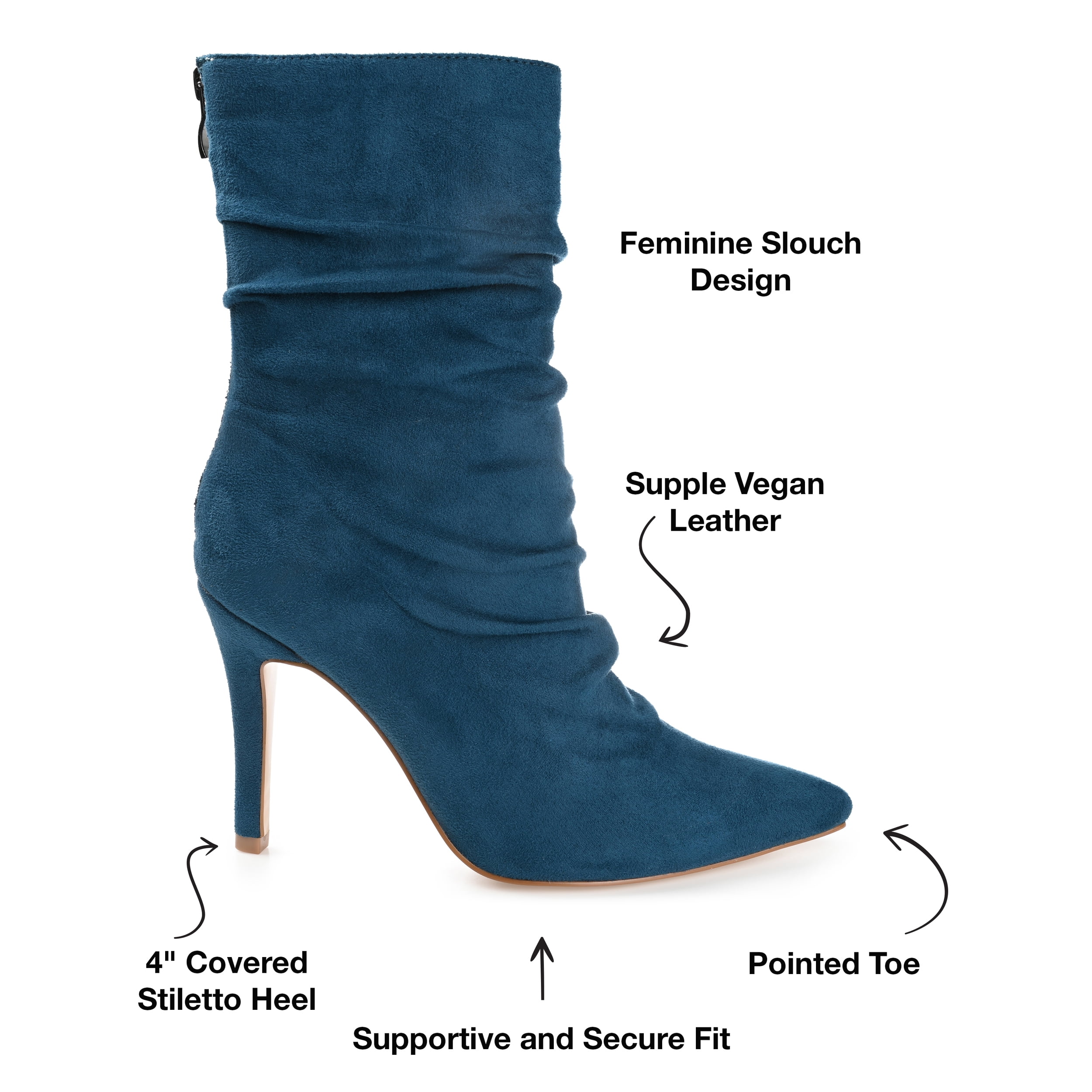Journee Womens Markie Back Heel Zip Stiletto Booties, Widths Available