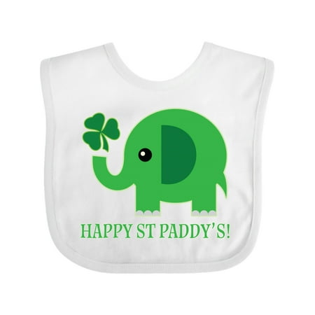 

Inktastic Happy St Patricks Day Elephant Gift Baby Boy or Baby Girl Bib