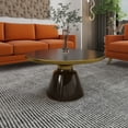 thumbnail image 5 of LeisureMod 30" Round Coffee Table with Glass Top and Brushed Gold Iron Rim Tempered Glass Pedestal Base No Assembly for Modern Home, Living Room Tully Collection in Grey/Black, 5 of 18