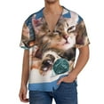 thumbnail image 3 of Fotbe Playful Cat print Short Sleeve Button Down Shirts for Men Casual Summer Beach Wrinkle Free Shirt-Medium, 3 of 7