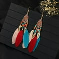 thumbnail image 6 of K-KED Chinese Ethnic Bohemian Feather Tassel Women's Personalized Design Drop Earrings-16, 6 of 8