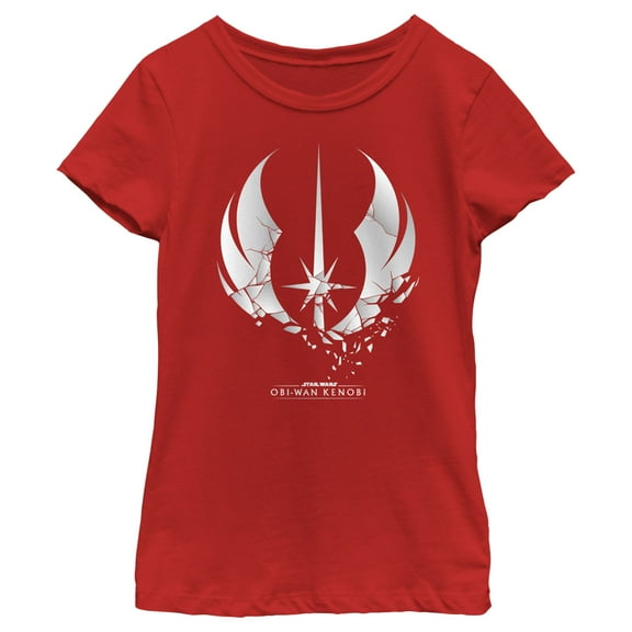 Girl's Star Wars: Obi-Wan Kenobi Shattered Jedi Knight Emblem Graphic Tee Red Small