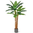 thumbnail image 2 of Luku Artificial Banana Tree with Grey Planter, Faux Silk Banana Leaf Plant for Indoor Outdoor Tropical Decor, 2 of 8