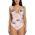 thumbnail image 2 of Yiaed Cute Cartoon Panda Print Women's Ruffled One Piece Swimsuit V Neck Swimwear Slimming Monokini for Woman-XX-Large, 2 of 8