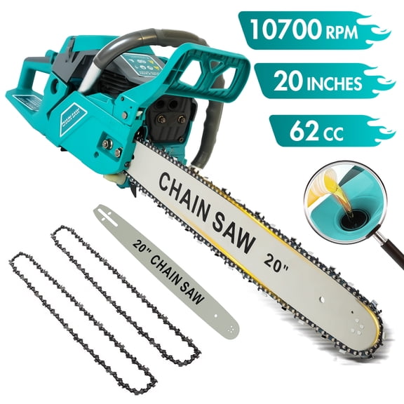BAOKALER 10700 RPM 2-Cycle 62CC Heavy Duty Chainsaw, 20-Inch Gas Chainsaw, 3.4HP Powerful Chainsaws, for Farm/Garden/Ranch/Heavy-Duty Wood Cutting