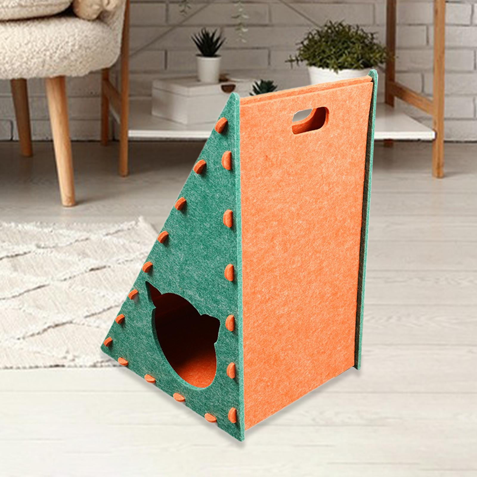 TOOYFUL Cat Scratching Post, Triangular Protection, Cat Scratching Board, Nest, Kitten Toy, for Small, Medium And Large Cats, Playing And Sleeping Green and Ornage