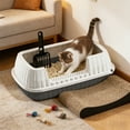 thumbnail image 4 of Semi-Enclosed Cat Litter Box with High Side Splash Guard, Includes Litter Scoop and Pedal for Home Cats, 18.9x12.6x6.1 inches, 4 of 6