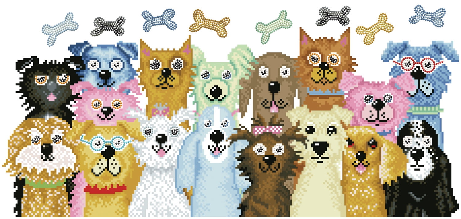 Diamond Dotz Dogs Dinner Diamond Painting Kits for Adults - Dogs Diamond Art Kits a Relaxing Creative Craft Kit with Dotz Gems 26.4x12.6