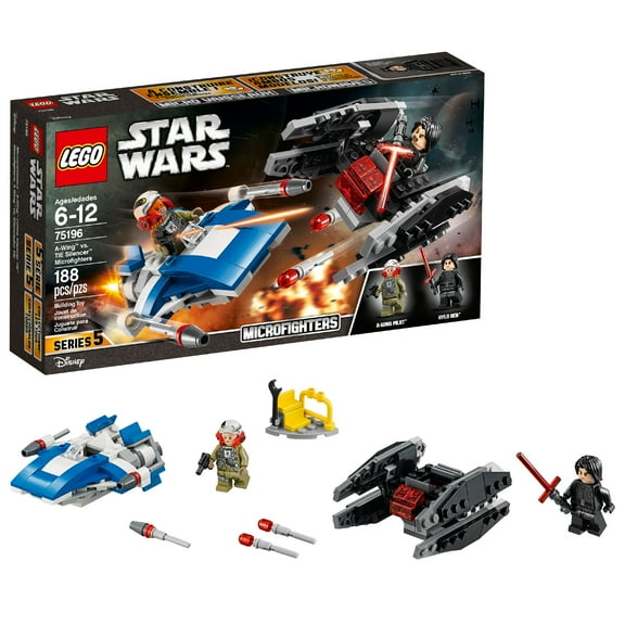 LEGO Star Wars A-Wing vs. TIE Silencer Microfighters Combat Building Set 75196